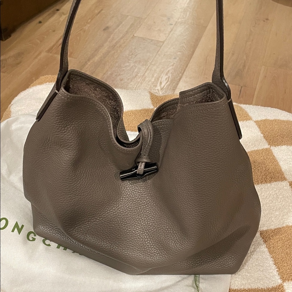 Longchamp Taupe Leather Handbag